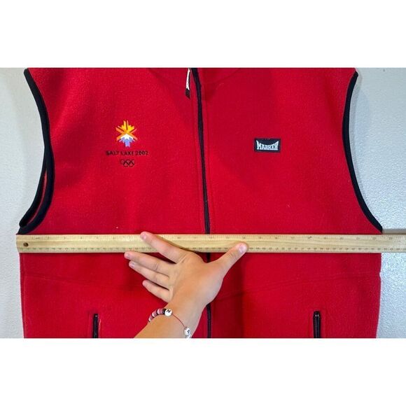 Vintage Marker Salt Lake City Olympic 2002 Red Mock Neck Fleece Vest Women's XL - Picture 5 of 8